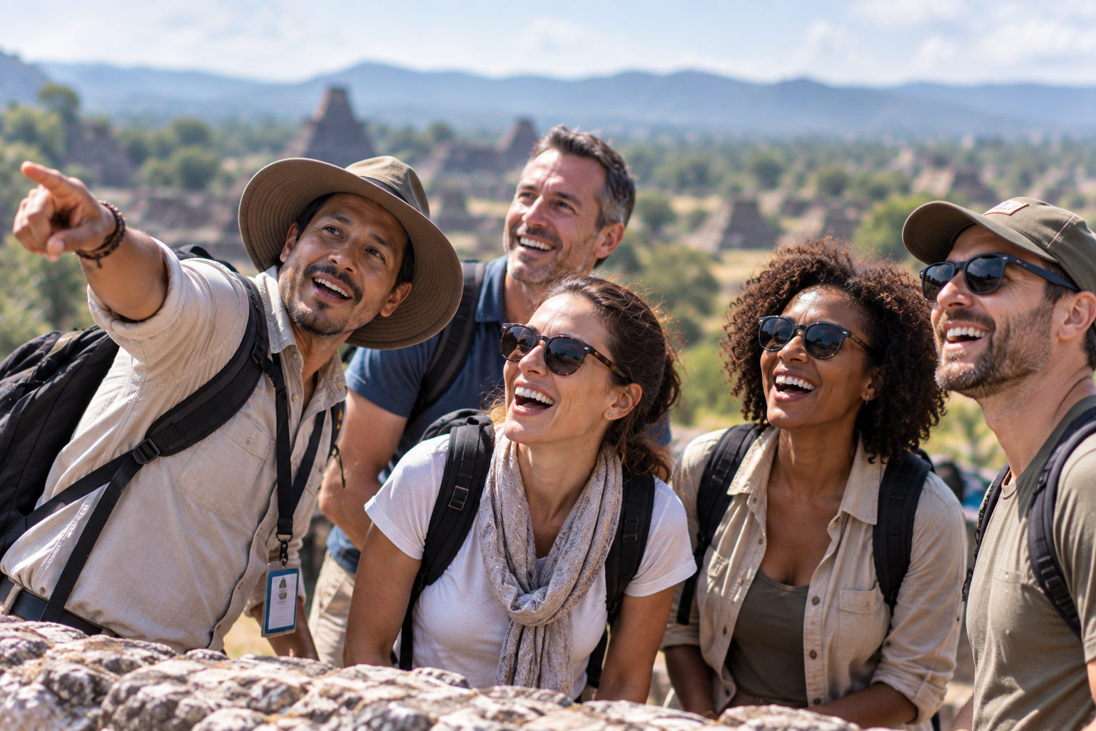 Travelers enjoying a guided cultural experience in Mexico
